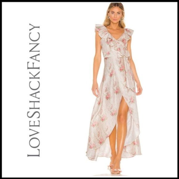 LoveShackFancy Dresses & Skirts - NWT LOVESHACKFANCY Cosmo Floral Maxi Wrap Dress, 4